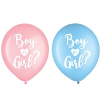 Boy or Girl? Ballons en latex rond, rose/bleu, 12 po, paq. 15, pour dévoilement du sexe Front_Flat