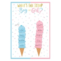 "What's The Scoop Boy or Girl" Ice Cream Customizable Activity Game Chart, Blue/Pink, 40-in, for Gender Reveal Front_Flat
