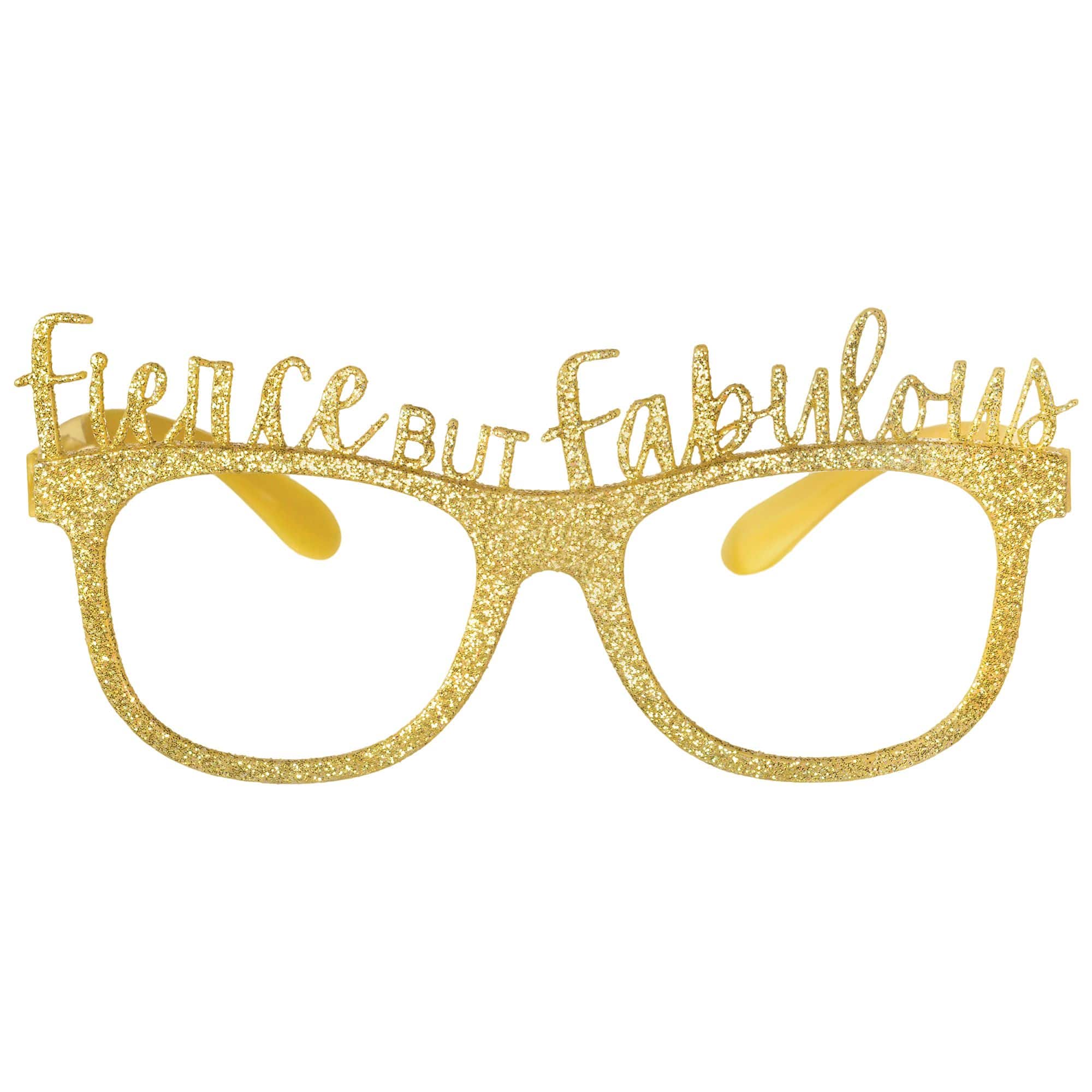 Golden Age Fierce and Fabulous Glitter Glasses, Gold, One Size