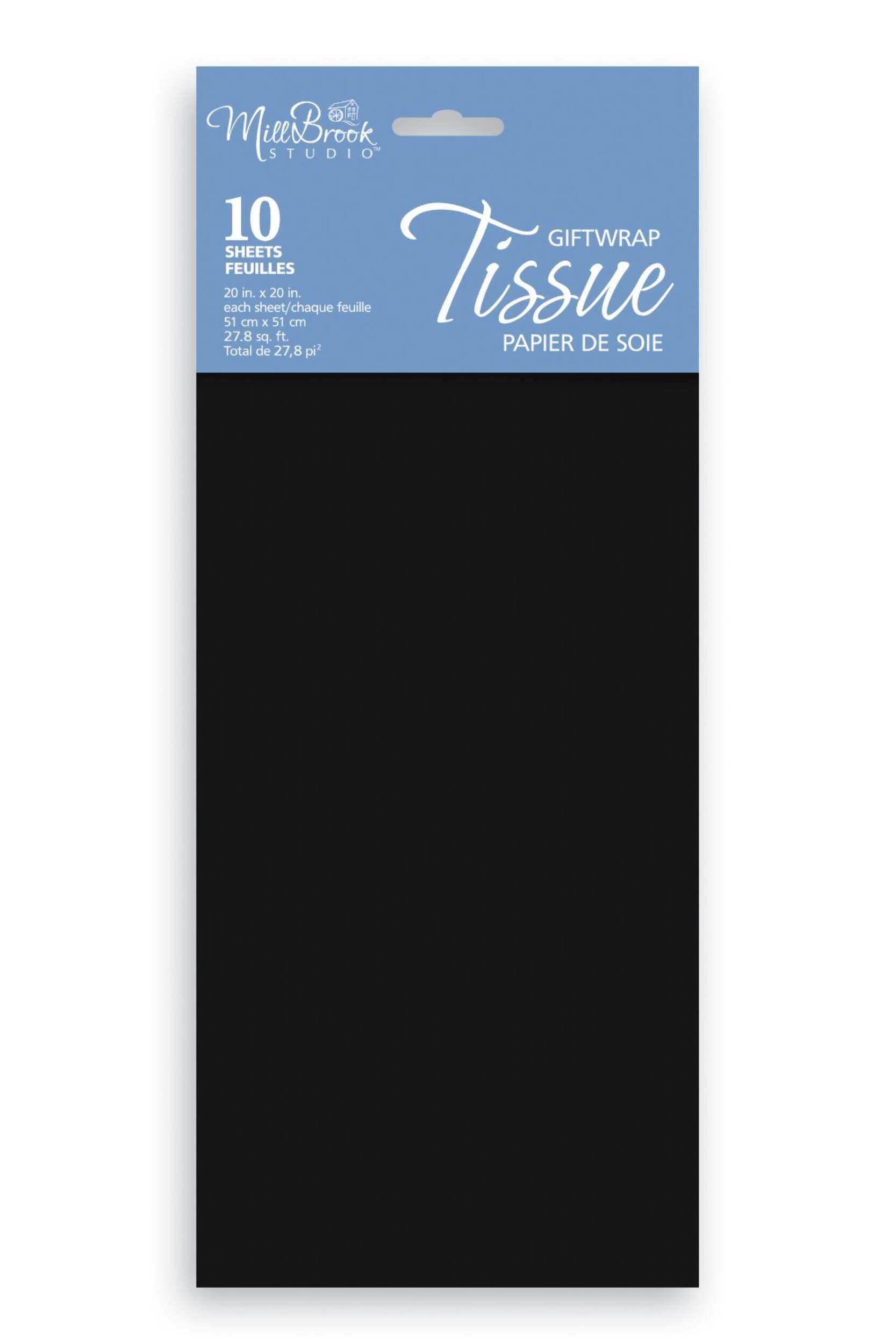 Gift Wrapping Tissue Paper, Black, 10-pk, for Birthday/Graduation Front_Flat