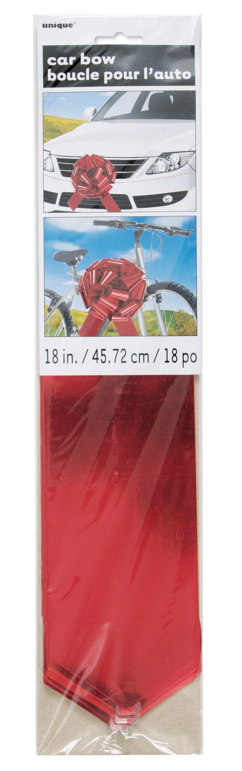 Jumbo Car Gift Wrapping Bow, Red, 18-in, for Graduation/Birthday Front_Flat