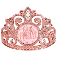 Blush Birthday "Lets Party" Bejeweled Crown Tiara, Pink, One Size, Wearable Accessory for Birthdays Front_Flat