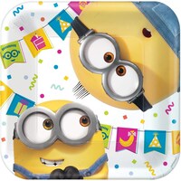 Despicable Me 2 Minions Square Birthday Party Plates, 7-in, 8-pk Overhead_Flat