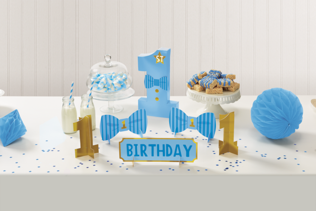 1st Birthday Party Table Centrepiece Decorating Kit, Blue/Gold | Canadian  Tire
