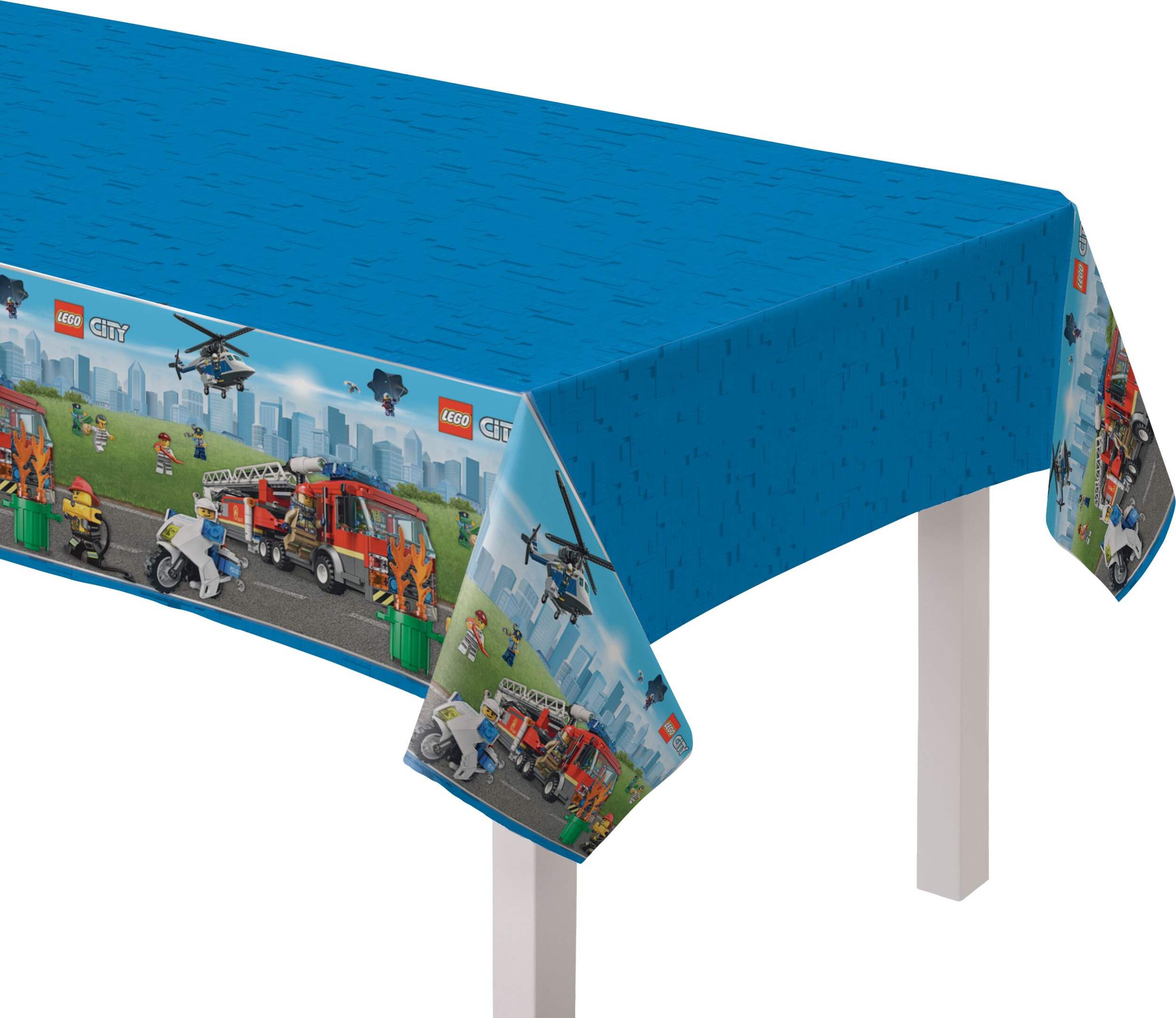 Nappe de table en plastique réutilisable pour fête d'anniversaire, LEGO City, 54 x 96 po Front_Angled_Left