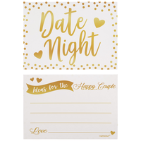 Cartes de conseils pour soirée romantique, blanc et doré métallique, 24 pièces Front_Flat