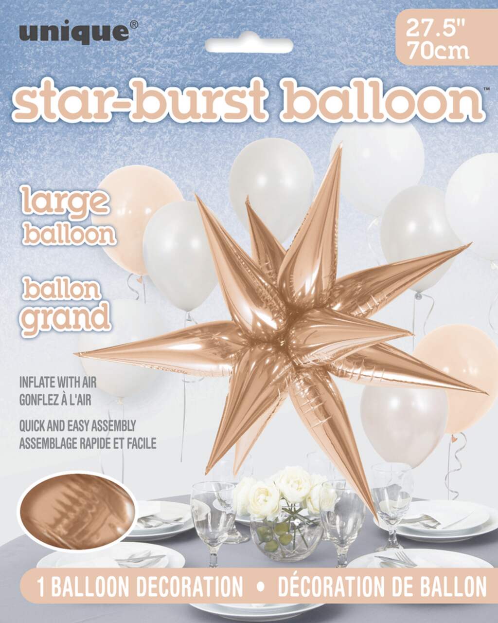 Air filled 3D Rose Gold Star Large Foil Balloon 1 pk Party City