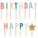 Pastel Happy Cake Day "Happy Birthday" Letter Candle Set, Multi-Coloured, 1.25-in, for Birthday Party Front_Flat