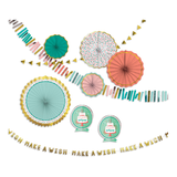 Décorations de table et de salle Happy Birthday Happy Cake Day, bleu/rose, 16 po, paq. 10, pour fête d'anniversaire Front_Flat