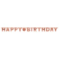 "Happy Birthday" Foil Hanging Garland Banner Decoration, Rose Gold, 7.75-ft, for Birthday Party