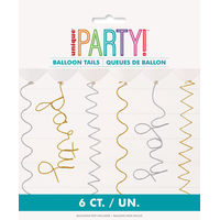 Pipe Cleaner  Balloon Tail Accessory, Gold/Silver, 6-ft, 6-pk, for Birthday Party/Graduation/New Year's Eve Front_Flat