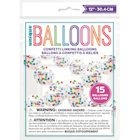 Round Transparent Confetti Latex Linking Balloon Arch Garland Kit, Blue/Red/Green/Yellow, 12-in, 15-pk, for Birthday Party