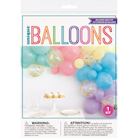 Trousse d'arche guirlande en ballon en latex rond transparent confetti, rose pastel/bleu/jaune/violet, pour fête d'anniversaire Front_Flat