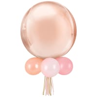 Lustre en ballon en aluminium et en latex rond perle, rose/or rose, 16 x 26 po, paq. 16, pour fête prénatale/anniversaire Front_Flat