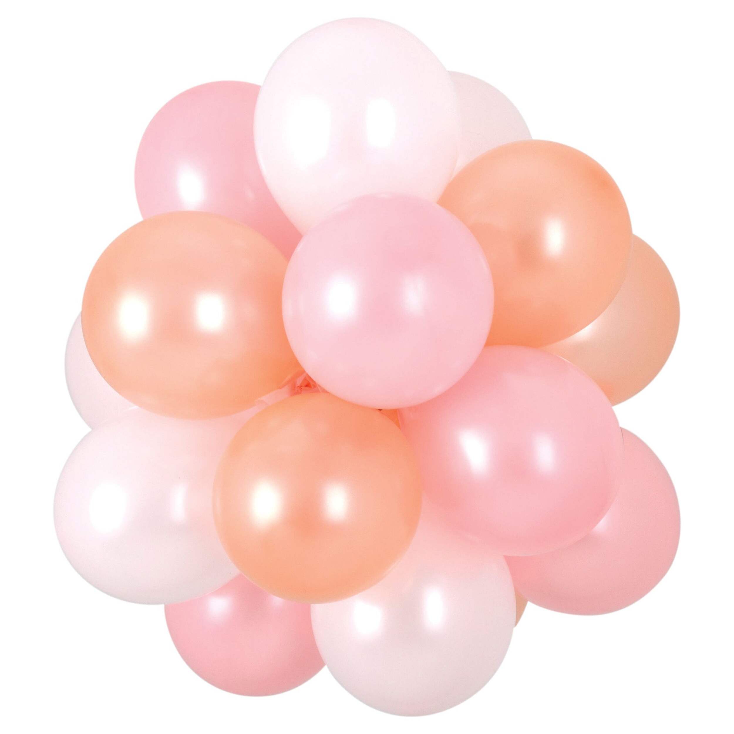 Lustre en ballon en latex sphérique rond perle, rose/or rose, 16 x 13,5 po, paq. 25, pour fête prénatale/anniversaire Front_Flat