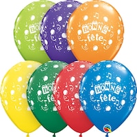 Helium Latex Round Holiday Balloon, Bonne Fete Musical, Assorted Colours Composite_or_Mixed