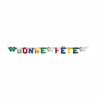 "Bonne Fête" French Foil Hanging Garland Banner Decoration, Multi-Coloured, 4-ft, for Birthday Party Front_Flat