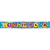"Bonne Fête" French Hanging Garland Banner Decoration, Multi-Coloured, 12-ft, for Birthday Party Front_Flat