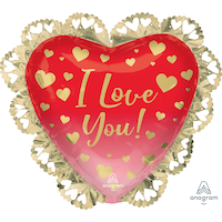 Ballon en aluminium ombré en forme de cœur I Love You, gonflage à l’hélium inclus, rouge/or Front_Flat