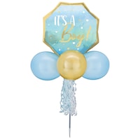 "It's A Boy" Octagon Balloon Yard Sign with Ribbon & Latex Balloons, Blue/Gold, 62-in, for Baby Shower/Gender Reveal Front_Flat