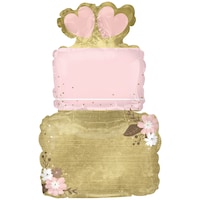 Ballon en aluminium satiné gâteau de mariage, or/rose, 8 po, gonflé d'air, pour mariage Front_Flat