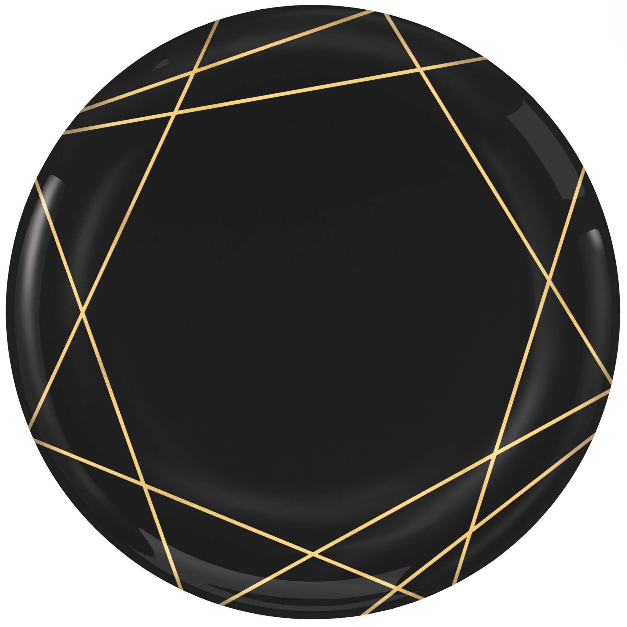 Round Plastic Reusable Dinner Plates, Black/Gold, 10.5-in, 20-pk, for Christmas/Thanksgiving/New Year's Eve/Easter/Birthday Party Overhead_Flat