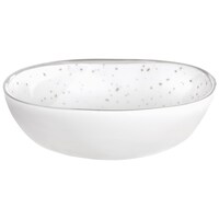 Round Plastic Melamine Reusable Bowl, Silver/White, Spotted, 6-in, for Christmas/Thanksgiving/New Year's Eve/Easter/Birthday Party