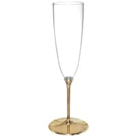 Plastic Reusable Champagne Flutes, Clear/Gold, 4.5-oz, 20-pk, for Christmas/Thanksgiving/New Year's Eve/Birthday Party Front_Elevated