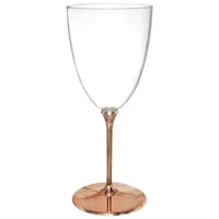 Plastic Reusable Wine Glasses, Clear/Rose Gold, 7-oz, 20-pk, for Christmas/Thanksgiving/New Year's Eve/Birthday Party