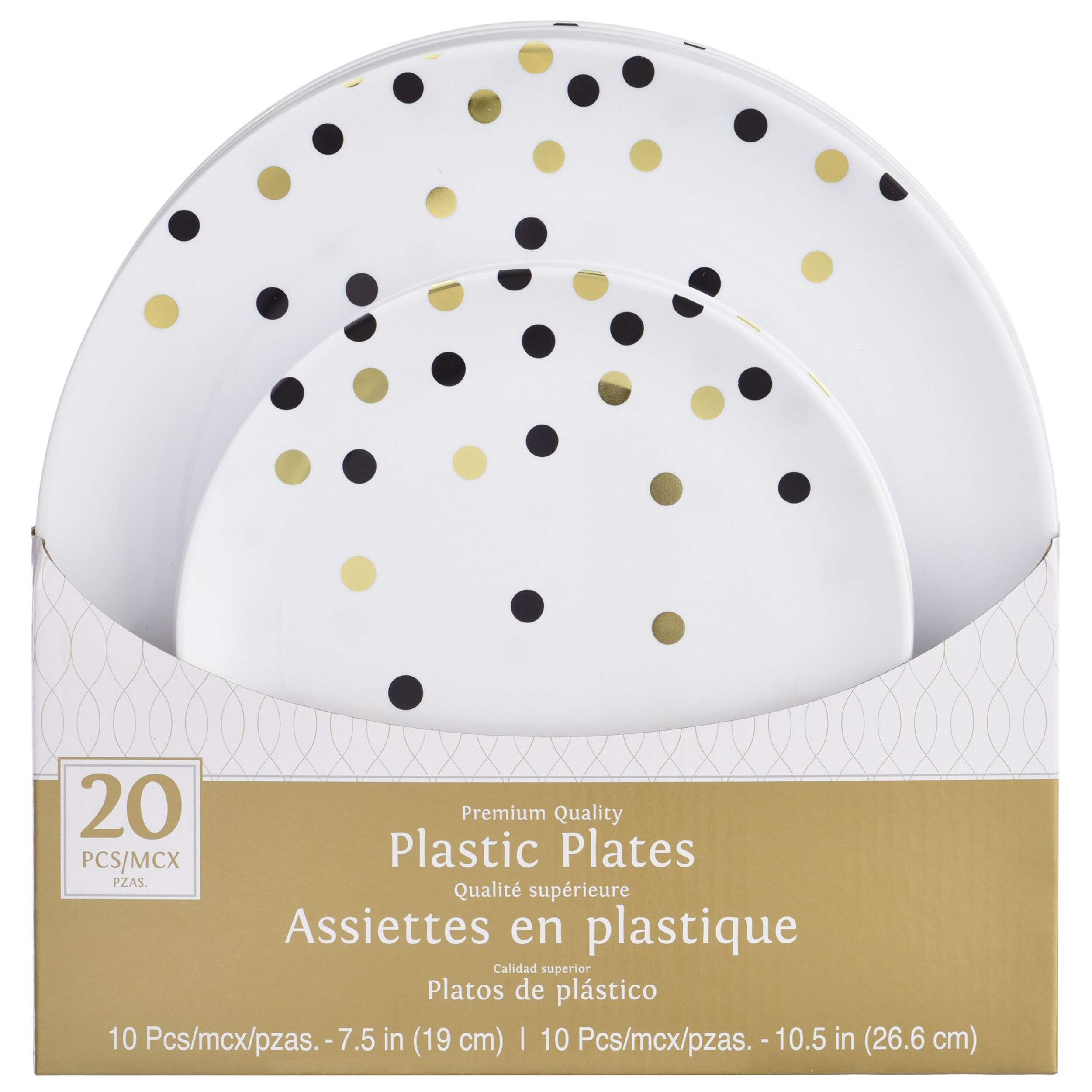 Ensemble d’assiettes à pois, paq.&nbsp;20, noir Front_Flat