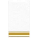 Rectangle Paper Disposable Guest Towel Napkins, White/Gold, Airlaid, 8-in, 40-pk, for Engagement/Wedding/Christmas/New Year's Eve Front_Flat