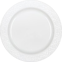 Assiettes en plastique à effet martelé, 10 po, paq. 10, blanc