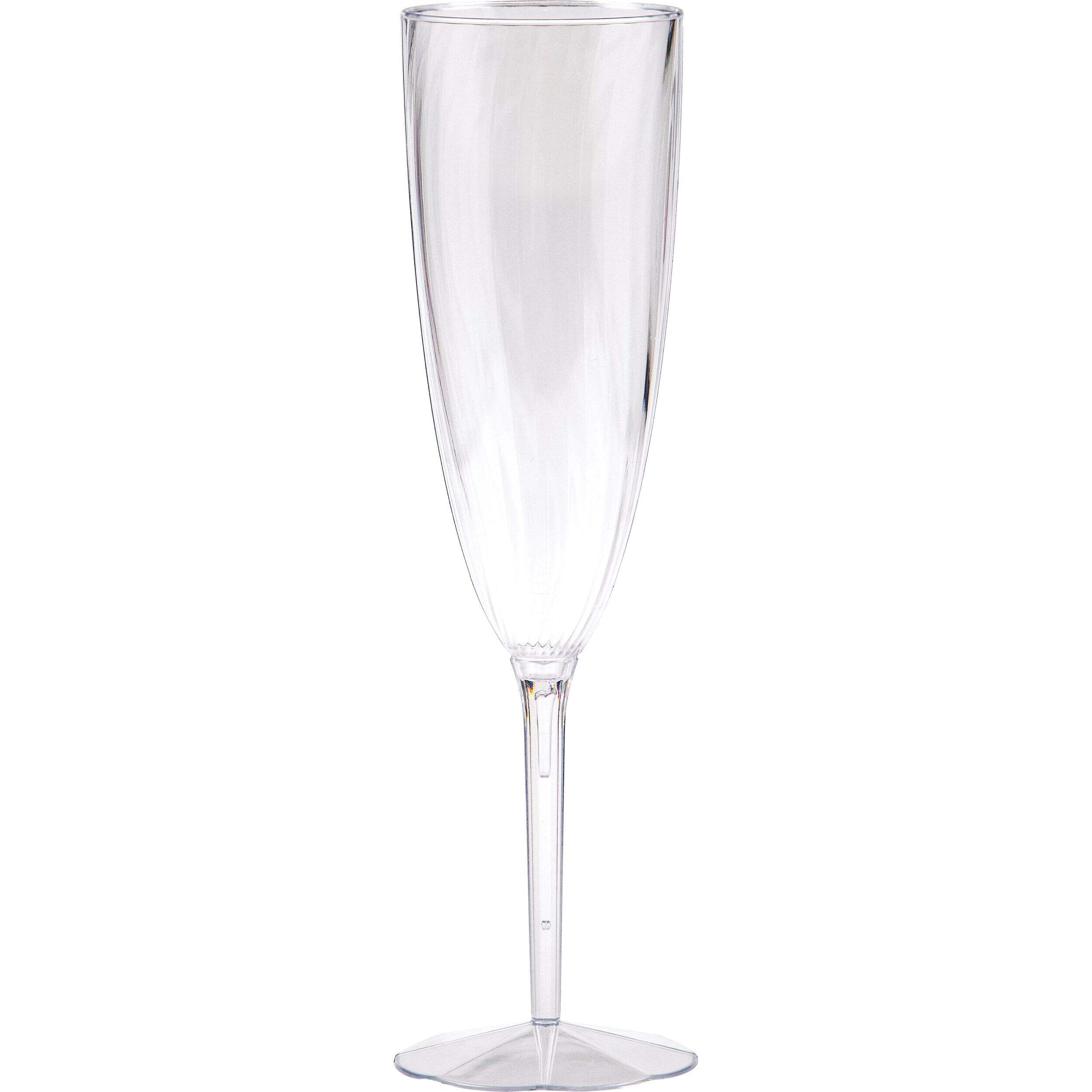 Plastic Reusable Champagne Flutes, Clear, 6-oz, 8-pk, for Christmas/Thanksgiving/New Year's Eve/Birthday Party Front_Elevated
