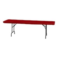 Rectangle Plastic Reusable Stay-Put Table Cover, Red, 30-x96-in, for Valentine's Day/Christmas