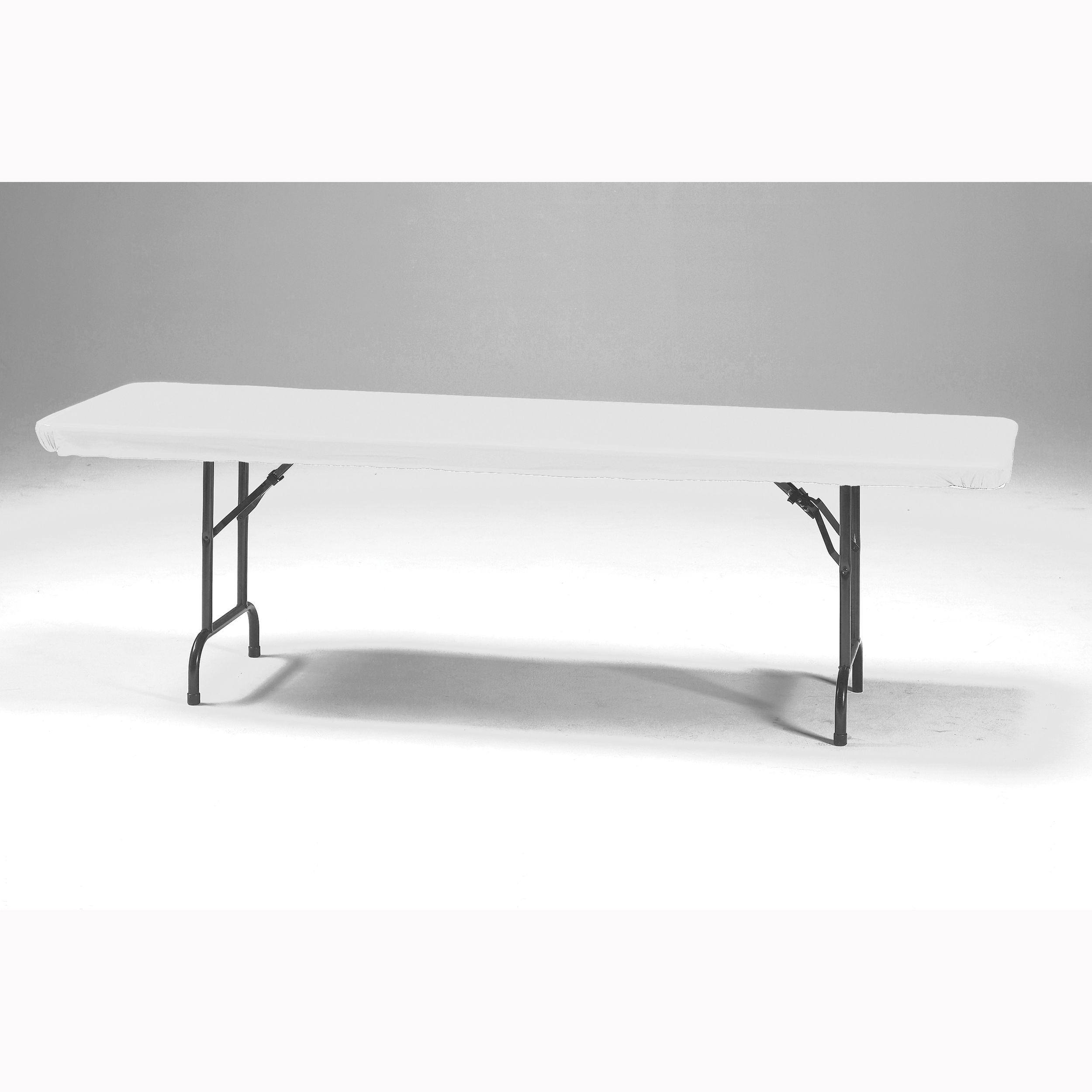 Rectangle Plastic Reusable StayPut Table Cover, White, 30x96in, for