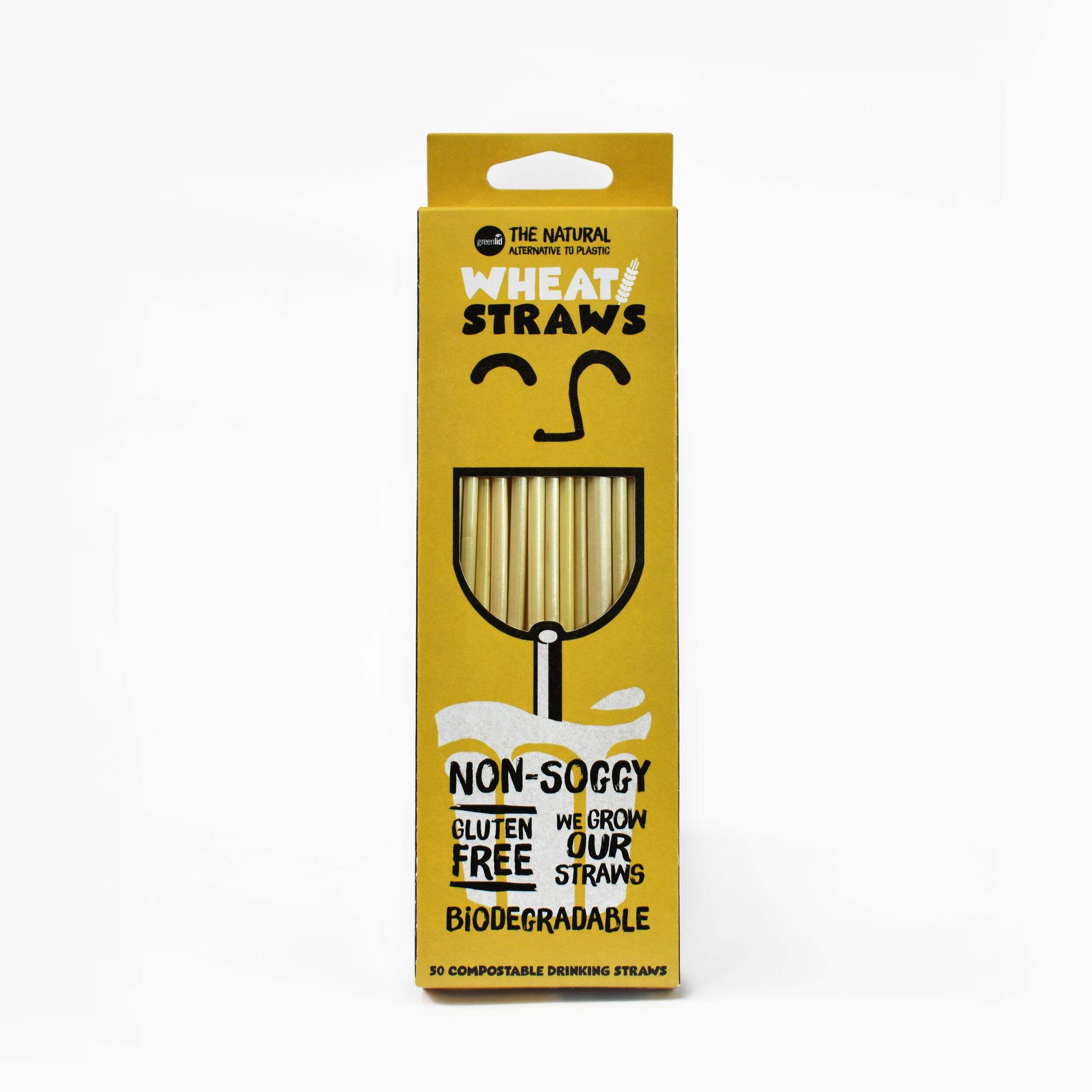 Wheat Biodegradable Eco Straws, Brown, 8-in, 50-pk, for Christmas/Thanksgiving/New Year's Eve/Birthday Party Front_Flat