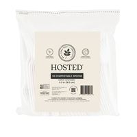 PLA Plastic Eco Compostable Spoons, White, 6.5-in, 50-pk, for Christmas/Thanksgiving/New Year's Eve/Birthday Party Front_Flat