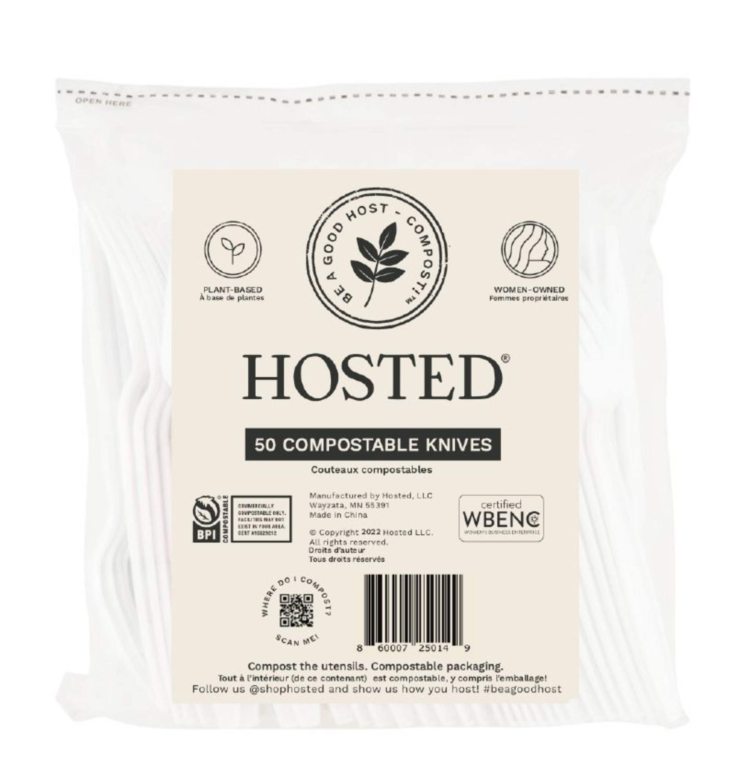 Couteaux écologiques, blanc, paq. 50 Front_Flat