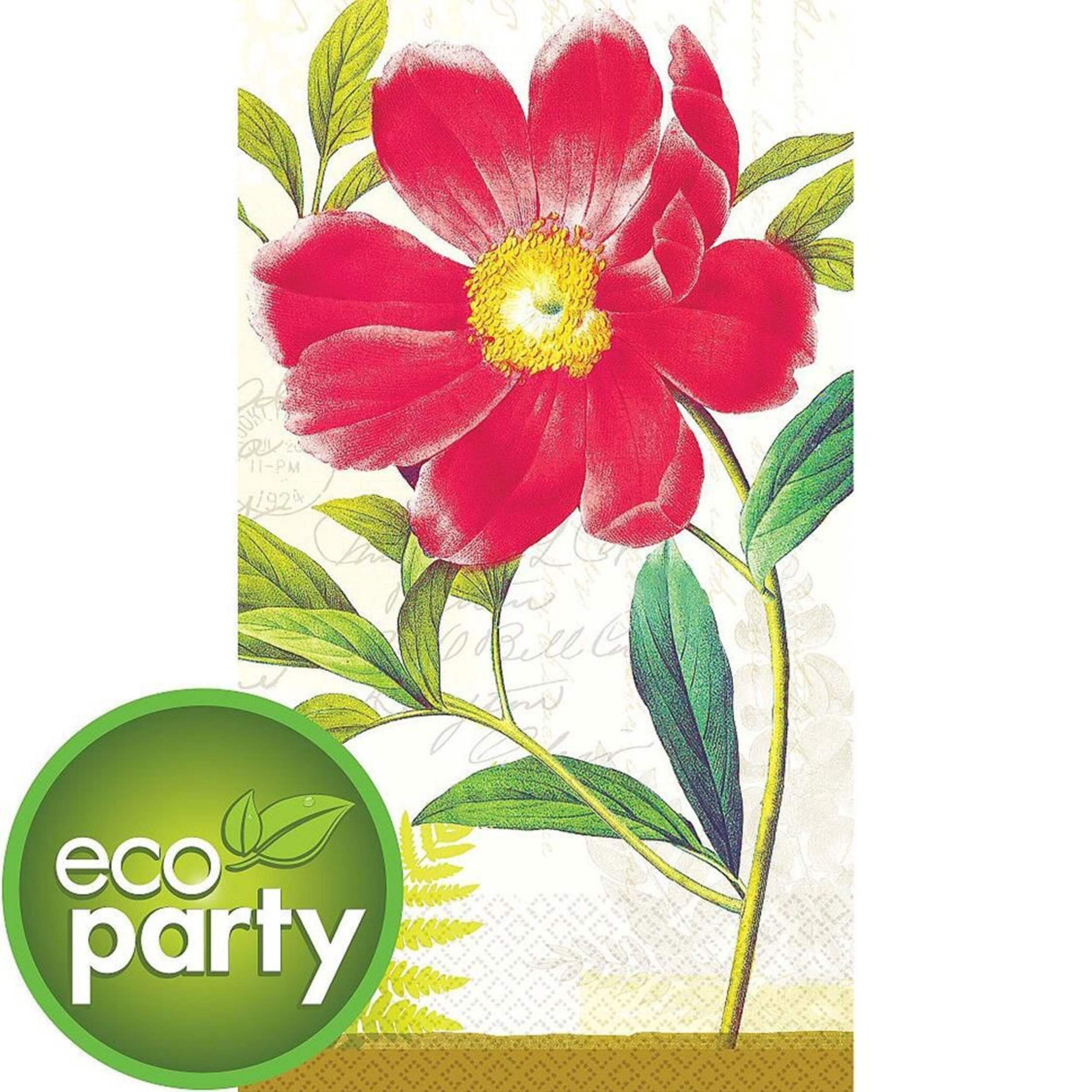 Eco-Friendly Botanical Peony Guest Towels, 16-pk Front_Flat