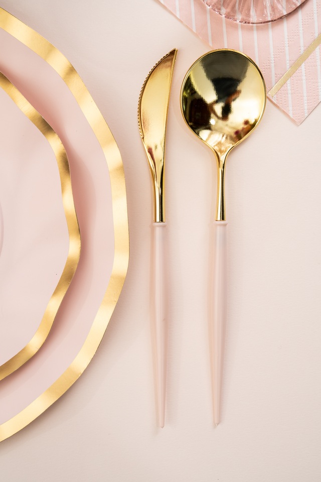 Sophistiplate Premium Two Toned Metallic Cutlery, 24pk, Gold/Blush