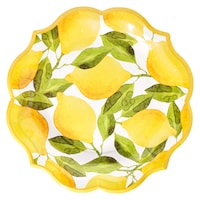 Sophistiplate Lemons Round Bordered Trimmed Paper Disposable Lunch Plates, Yellow, 8-in, 8-pk, for Bridal Shower/Brunch/Mother's Day/Easter