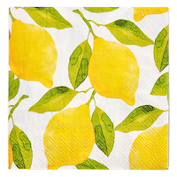 Sophistiplate Lemons Square Paper Disposable Beverage Napkins, Yellow, 5-in, 20-pk, 2-ply, for Bridal Shower/Brunch/Mother's Day/Easter