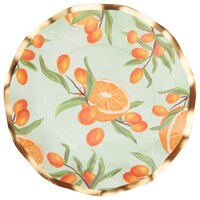 Sophistiplate Mimosa Round Bordered Trimmed Paper Disposable Lunch Plates, Orange/Gold, 8-in, 8-pk, for Bridal Shower/Brunch/Mother's Day/Easter