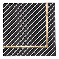 Sophistiplate Square Paper Disposable Beverage Napkins, Black/Gold, Striped, 5-in, 20-pk, 3-ply, for Christmas/New Year's Eve/Birthday Party