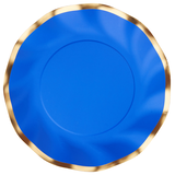 Sophistiplate Round Bordered Trimmed Paper Disposable Lunch Plates, Blue/Gold, 8-in, 8-pk, for Bridal Shower/Baby Shower/Gender Reveal/Hanukkah Overhead_Flat