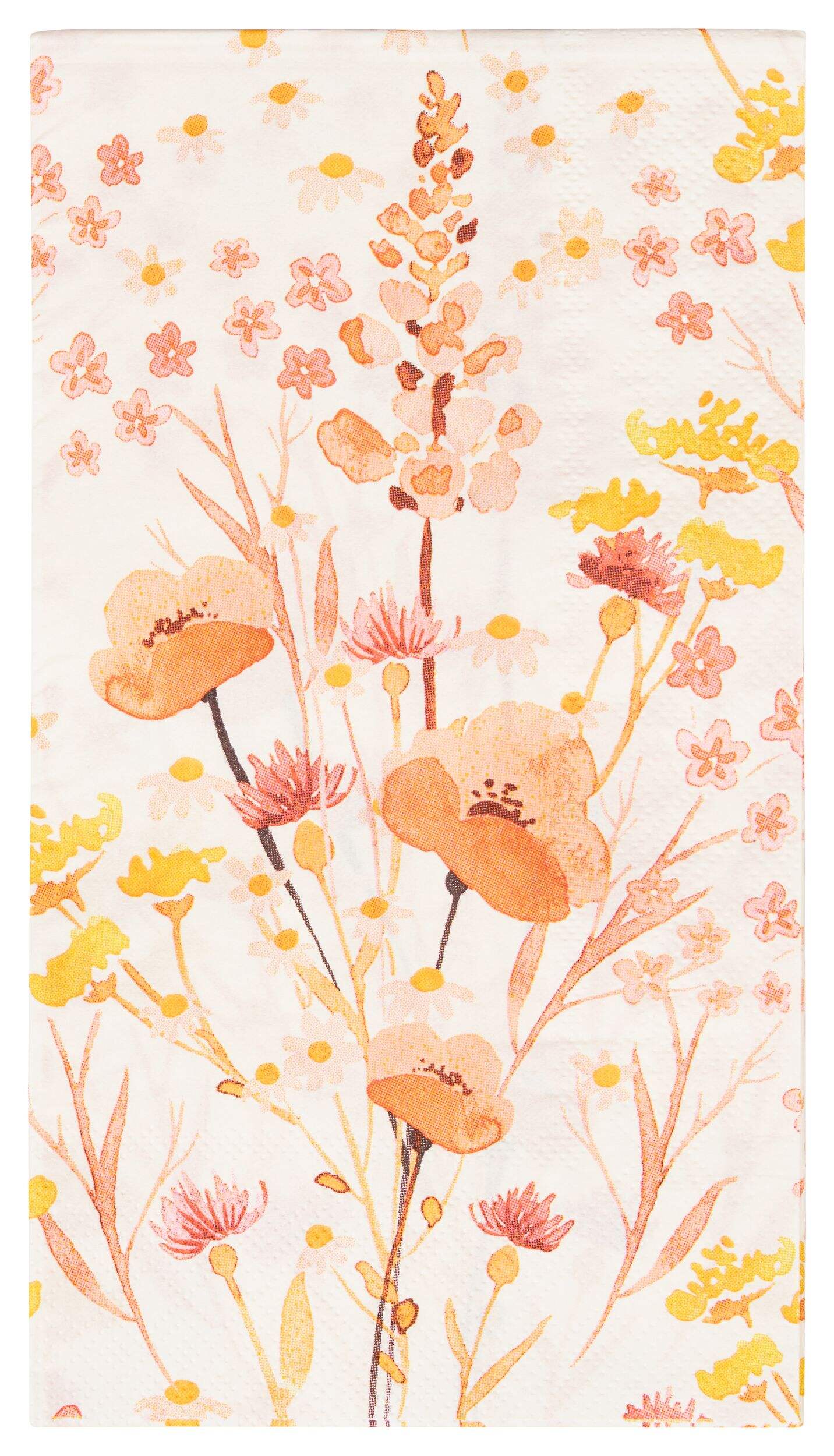 Sophistiplate Wildflower Rectangle Paper Disposable Guest Towel Napkins, Orange, 8-in, 20-pk, 3-ply, for Bridal Shower/Engagement/Mother's Day/Easter Overhead_Flat