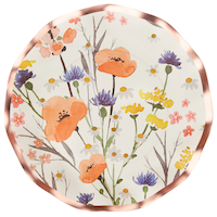 Sophistiplate Wildflower Round Bordered Trimmed Paper Disposable Lunch Plates, Orange, 8-in, 8-pk, for Bridal Shower/Engagement/Mother's Day/Easter