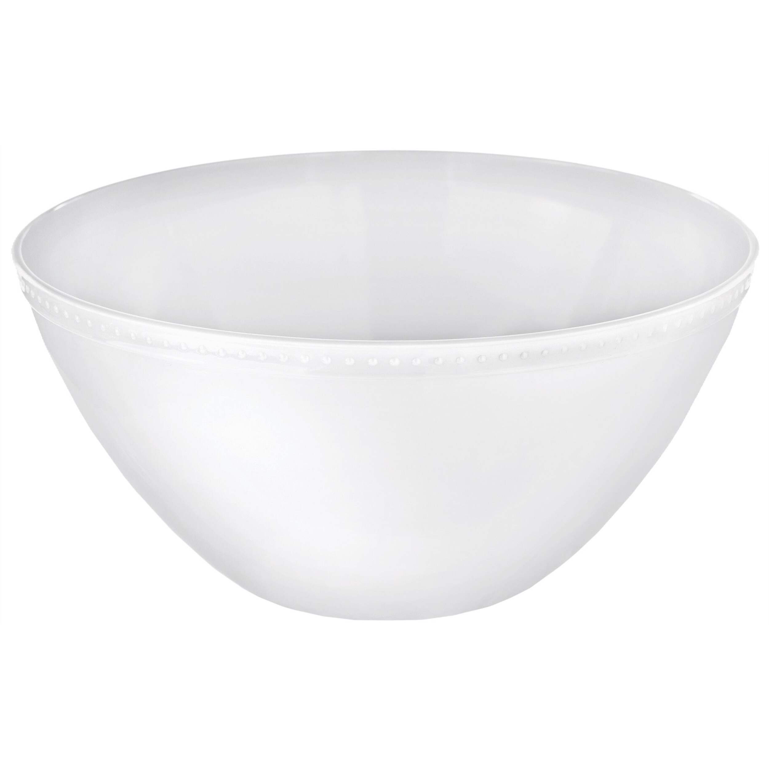 Round Plastic Melamine Reusable Bowl, White, 6-in, for New Year's Eve/Christmas/Graduation Front_Elevated