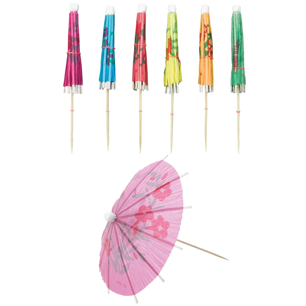 Umbrella Paper Party Picks, Multi-Coloured, 4-in, 100-pk, for