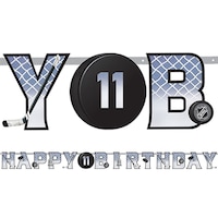 National Hockey League NHL "Happy Birthday" DIY Customizable Hanging Garland Banner Decoration, Blue, 10.5-ft, for Sports Party